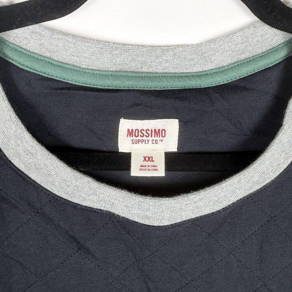 Mossimo Supply Colorblock T-Shirt Men’s 2XL Blue Gray Quilted Crew Neck Casual - Picture 3 of 7